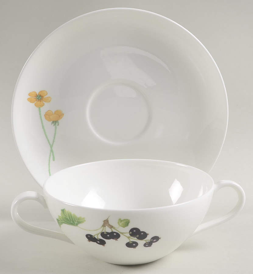 Wildberries Flat Cream Soup Bowl & Breakfast Saucer Set by Villeroy & Boch-1
