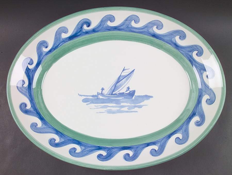 Blue Waves 18" Oval Serving Platter by Villeroy & Boch-1