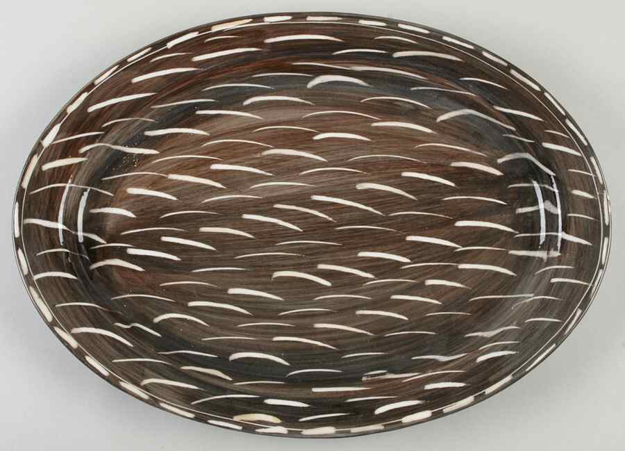 Moda (Black & Brown) 16" Oval Serving Platter by Vietri (Italy)-1