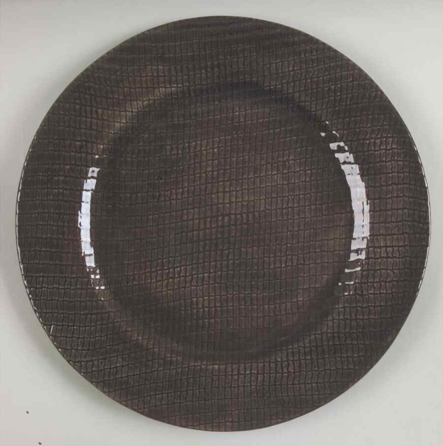 Moda (Black & Brown) Service Plate (Charger) by Vietri (Italy)-1