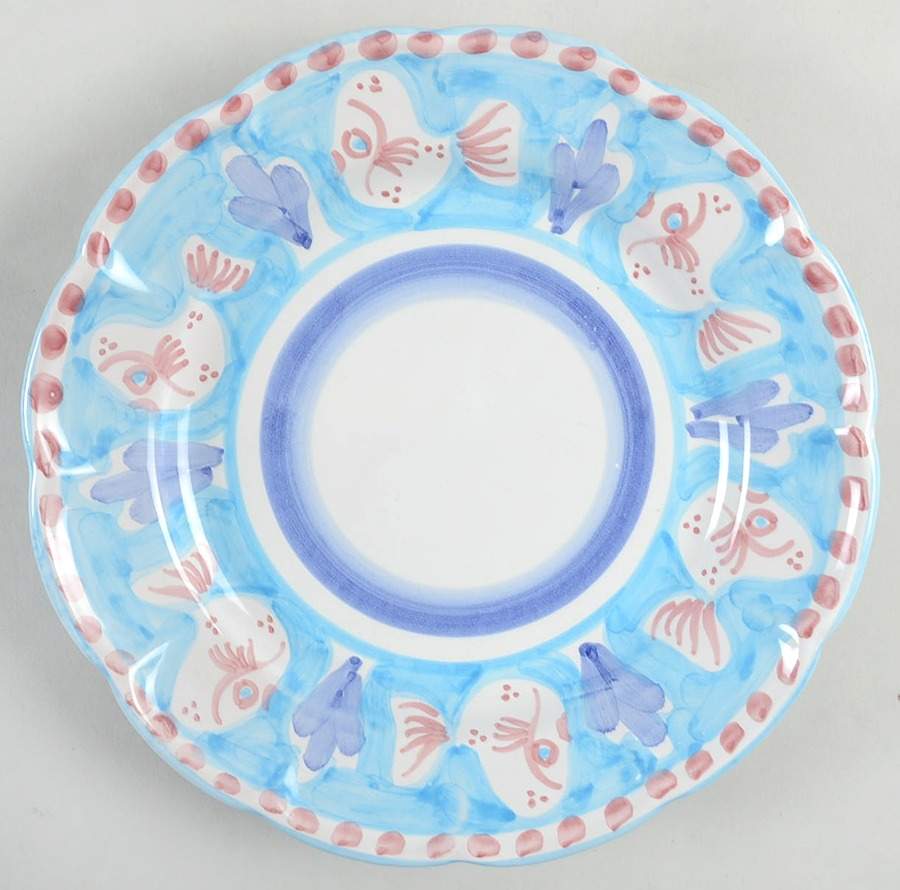 Campagna Fish Light Blue (Pesce) Salad Plate by Vietri (Italy)-1