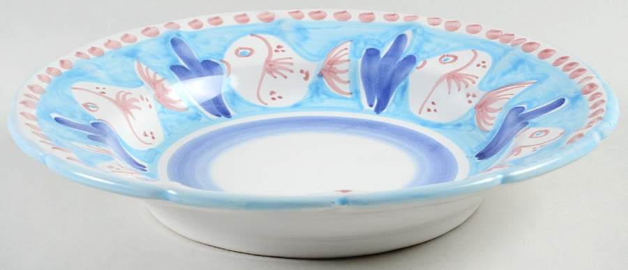 Campagna Fish Light Blue (Pesce) 9" Soup/Pasta Bowl by Vietri (Italy)-1