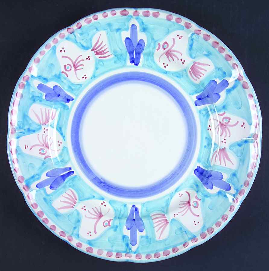 Campagna Fish Light Blue (Pesce) Large Dinner Plate by Vietri (Italy)-1