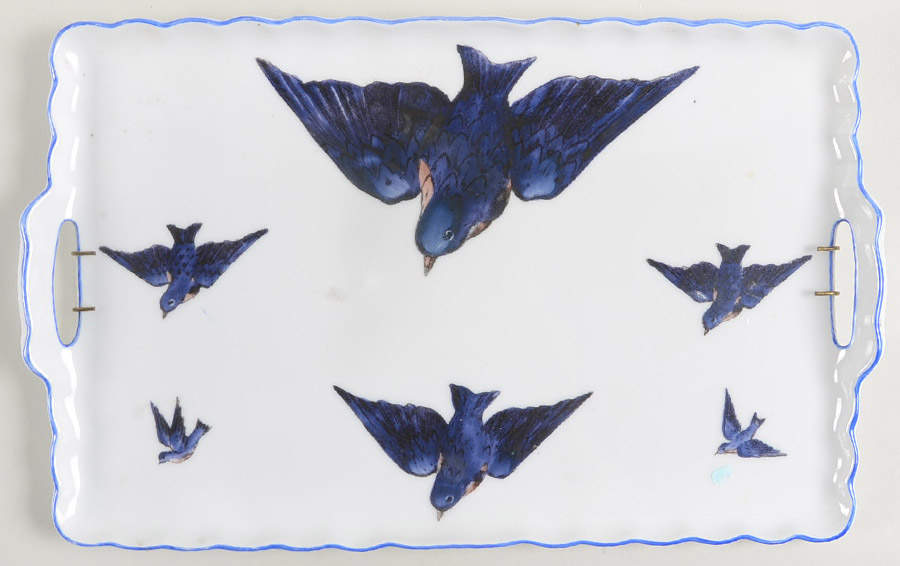 Blue Bird 12" Rectangular Tray by Victoria (Austria)-1
