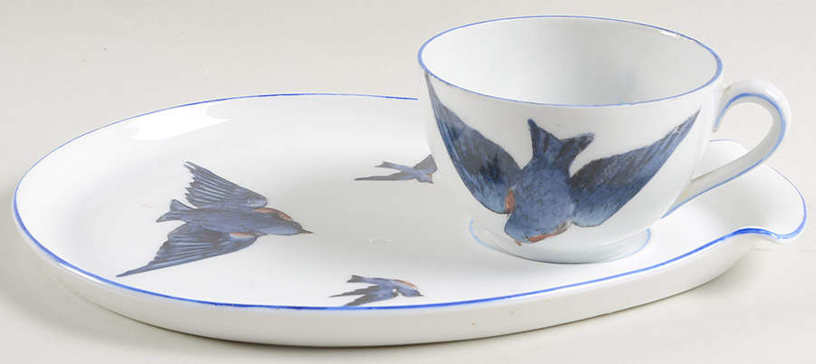 Blue Bird Snack Plate & Cup Set by Victoria (Austria)-1