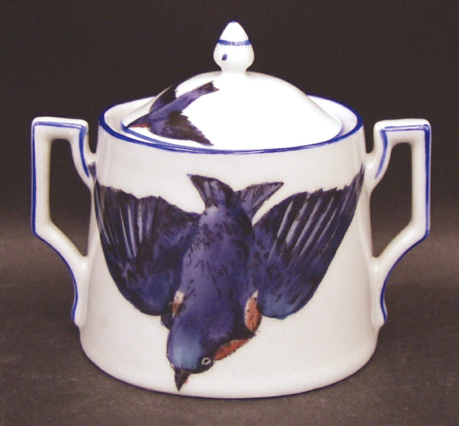 Blue Bird Mini Sugar Bowl & Lid by Victoria (Austria)-1