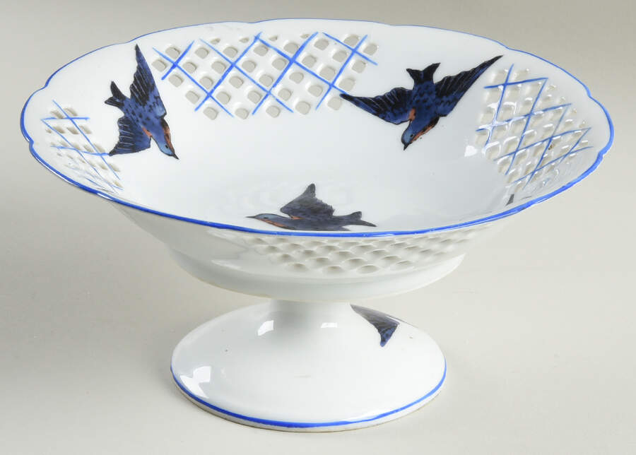 Blue Bird Round Compote (Height X Width) by Victoria (Austria)-1
