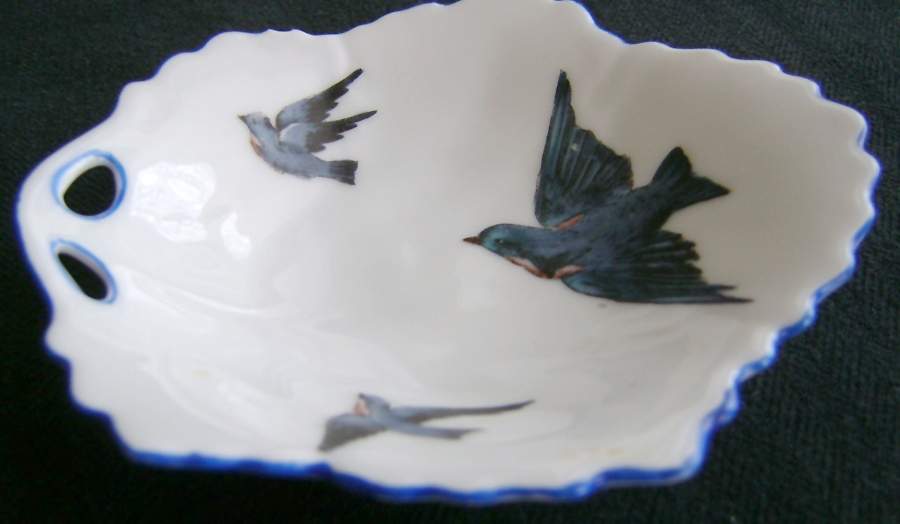 Blue Bird Nut Dish by Victoria (Austria)-1