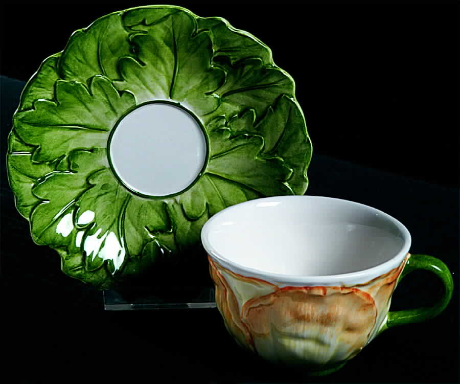 Poppy Yellow Flat Cup & Saucer Set by Vietri (Italy)-1