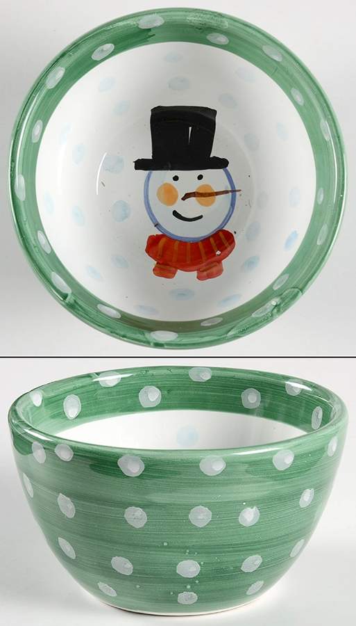 Snowman Coupe Cereal Bowl by Vietri (Italy)-1