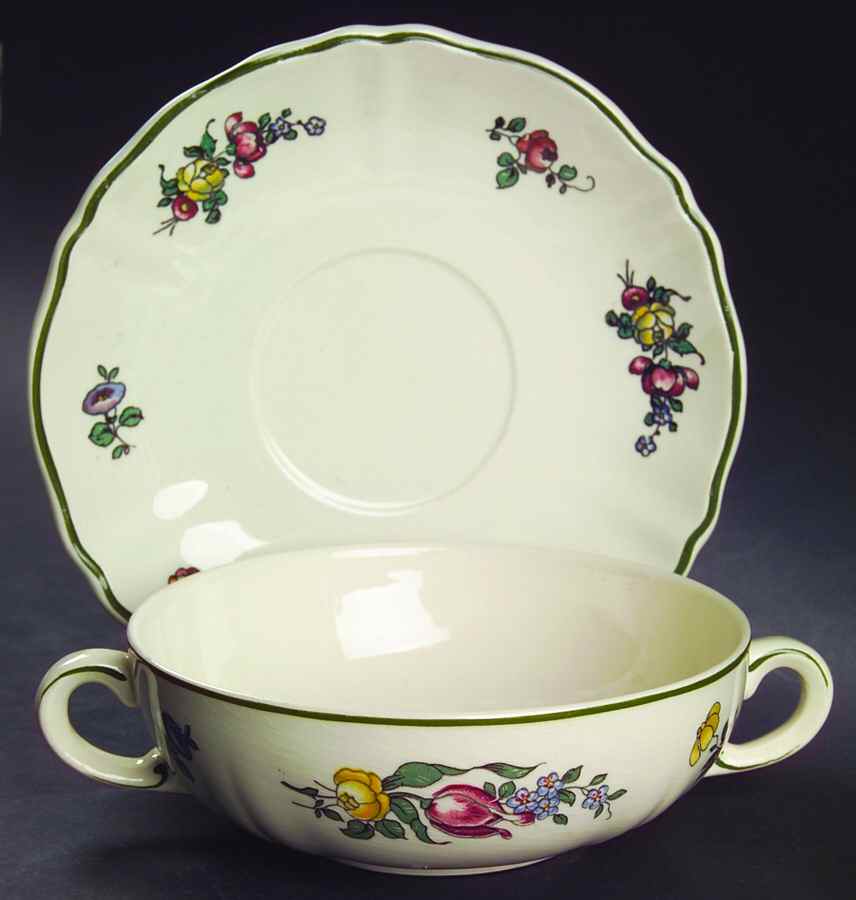 Alt Strasburg (Trim On Edge) Flat Cream Soup Bowl & Saucer Set by Villeroy & Boch-1
