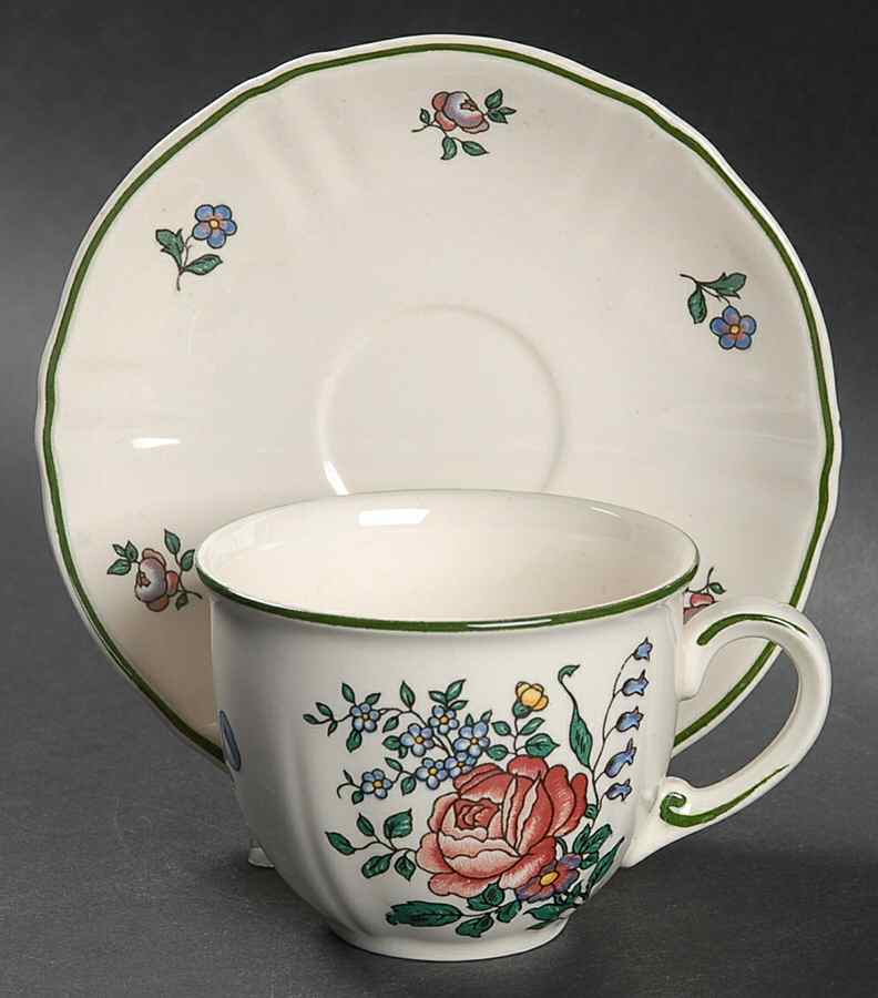 Alt Strasburg (Trim On Edge) Flat Demitasse Cup & Saucer Set by Villeroy & Boch-1