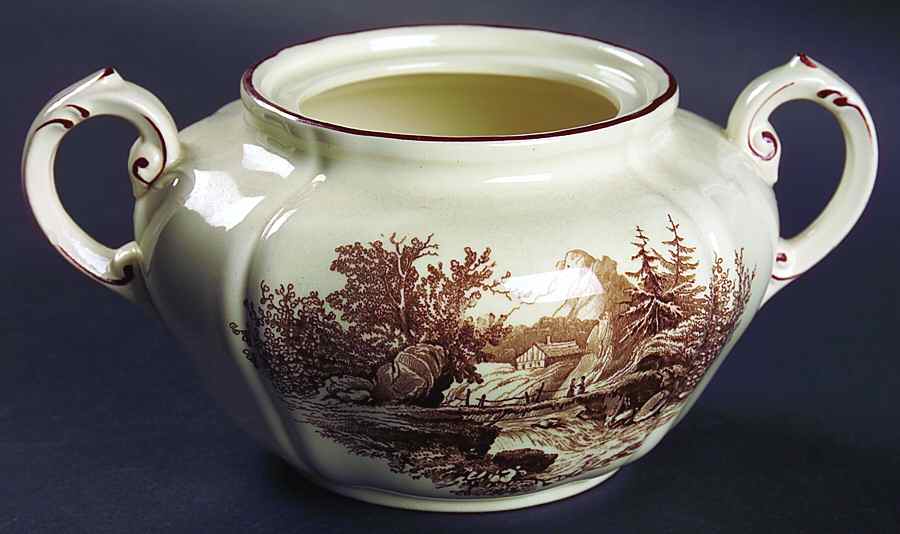 Alpina (Scalloped, Brown Scene) Sugar Bowl No Lid by Villeroy & Boch-1