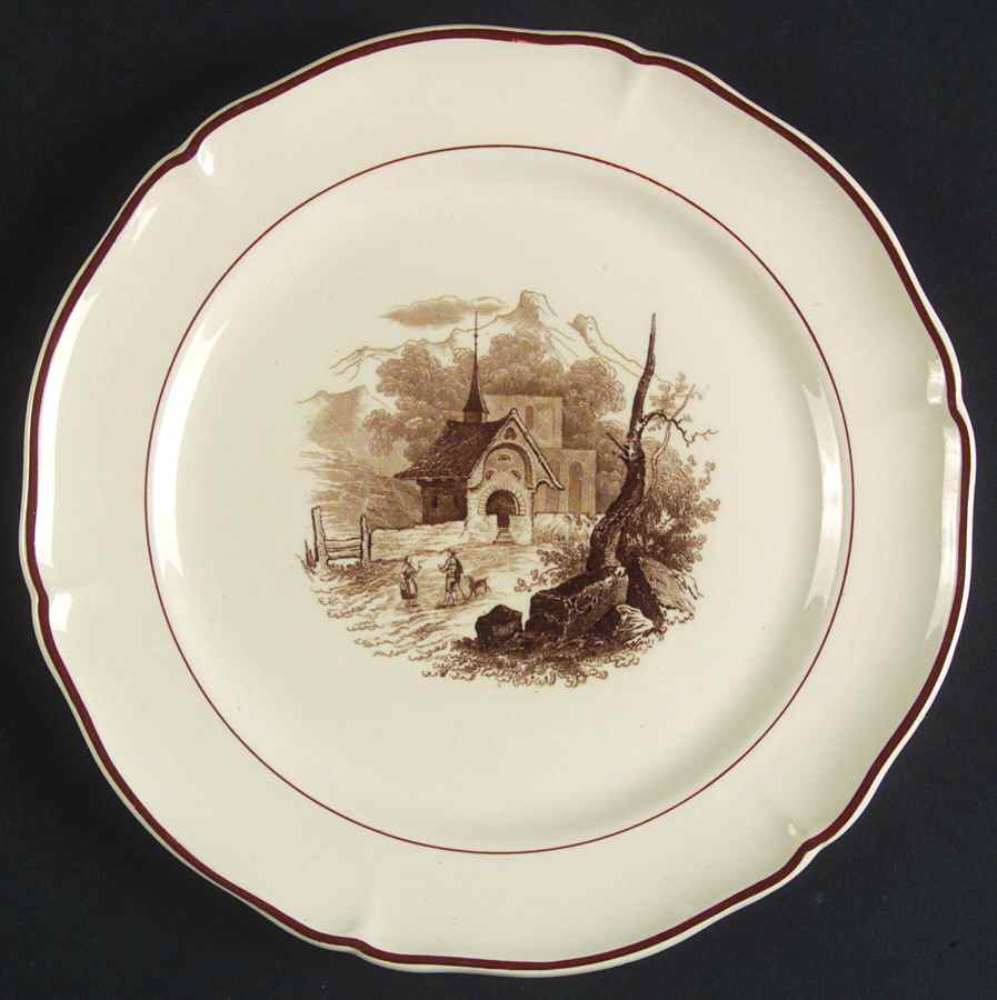 Alpina (Scalloped, Brown Scene) Salad Plate by Villeroy & Boch-1