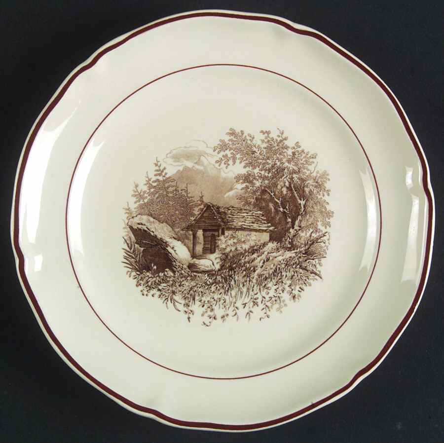 Alpina (Scalloped, Brown Scene) Bread & Butter Plate by Villeroy & Boch-1