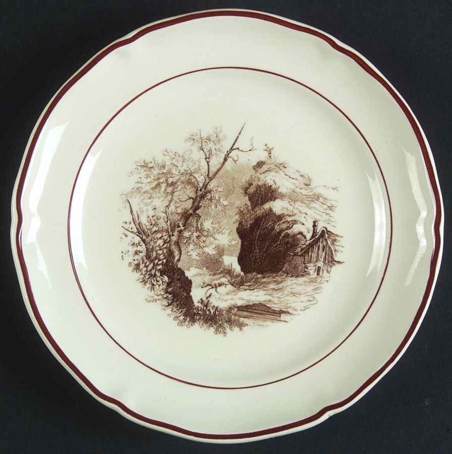 Alpina (Scalloped, Brown Scene) Bread & Butter Plate by Villeroy & Boch-1