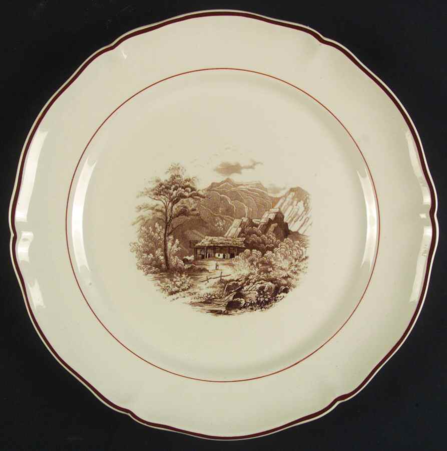 Alpina (Scalloped, Brown Scene) Dinner Plate by Villeroy & Boch-1