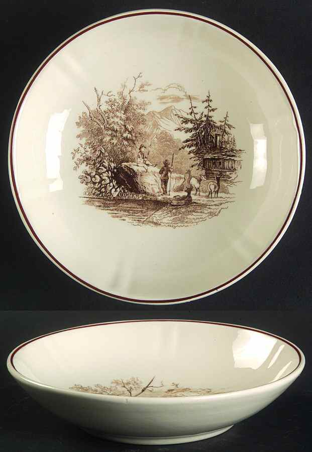 Alpina (Scalloped, Brown Scene) Fruit/Dessert (Sauce) Bowl by Villeroy & Boch-1
