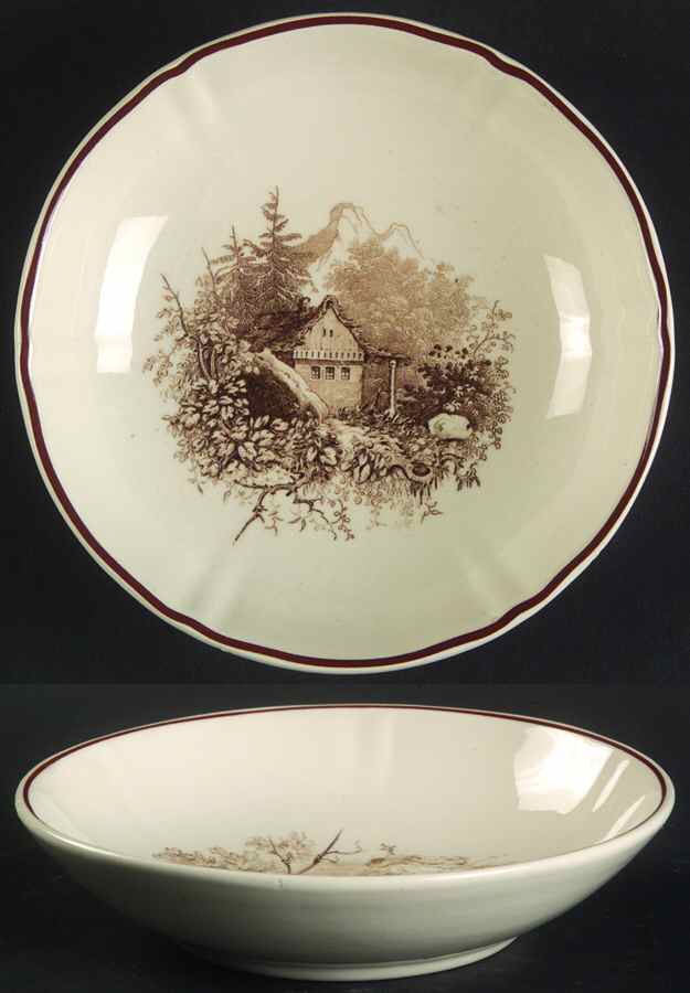 Alpina (Scalloped, Brown Scene) Fruit/Dessert (Sauce) Bowl by Villeroy & Boch-1