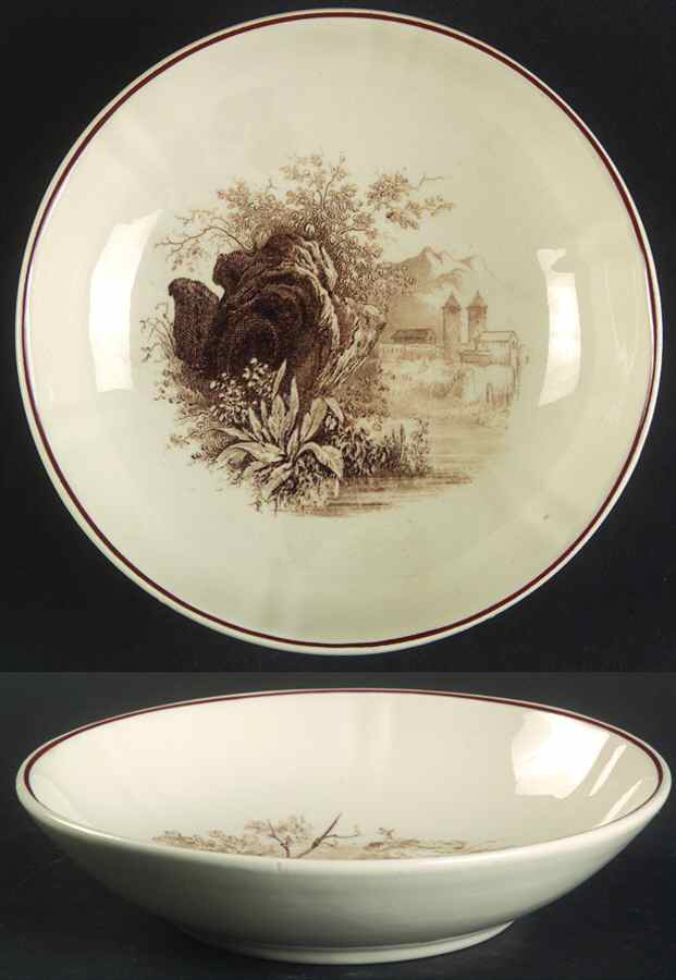 Alpina (Scalloped, Brown Scene) Fruit/Dessert (Sauce) Bowl by Villeroy & Boch-1