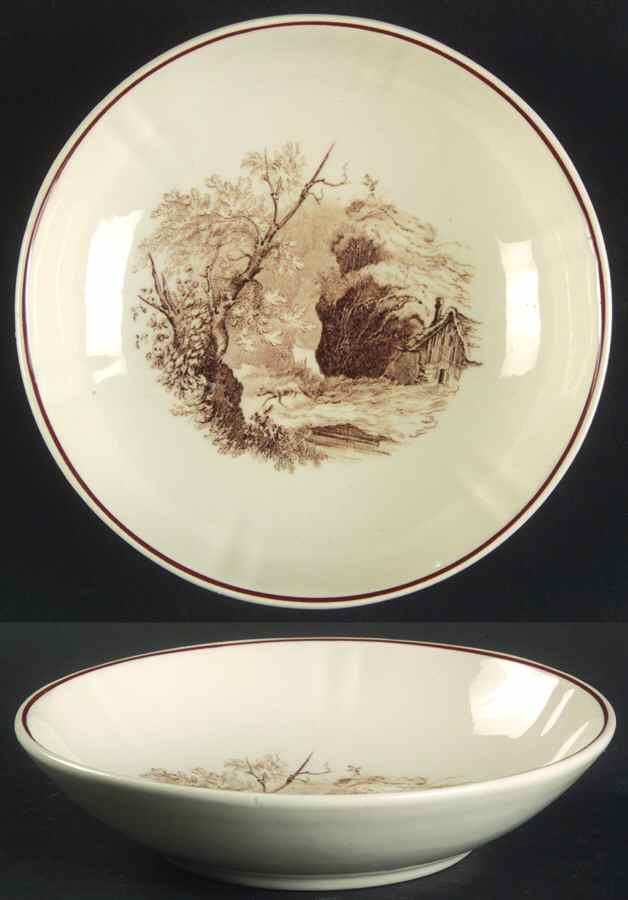 Alpina (Scalloped, Brown Scene) Fruit/Dessert (Sauce) Bowl by Villeroy & Boch-1
