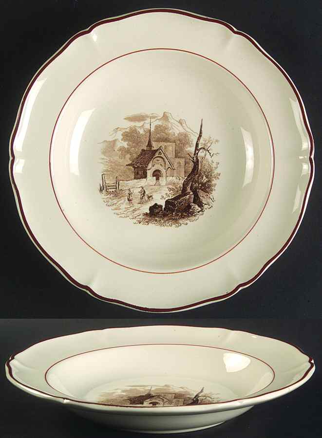 Alpina (Scalloped, Brown Scene) Rim Soup Bowl by Villeroy & Boch-1