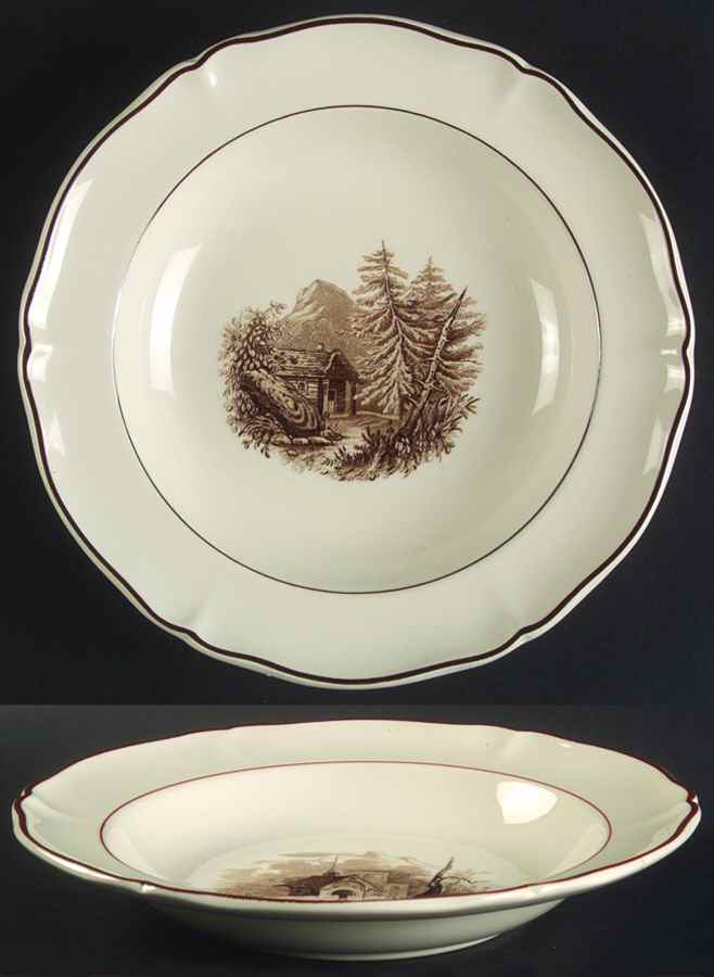 Alpina (Scalloped, Brown Scene) Rim Soup Bowl by Villeroy & Boch-1