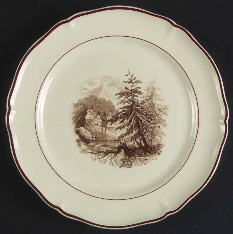 Alpina (Scalloped, Brown Scene) Salad Plate by Villeroy & Boch-1