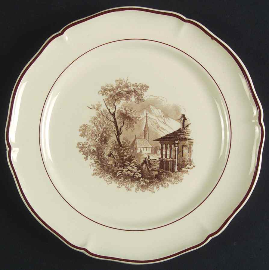 Alpina (Scalloped, Brown Scene) Salad Plate by Villeroy & Boch-1