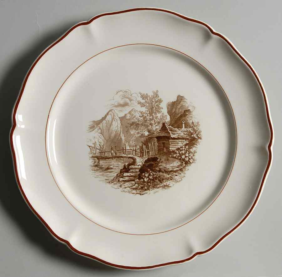 Alpina (Scalloped, Brown Scene) Dinner Plate by Villeroy & Boch-1