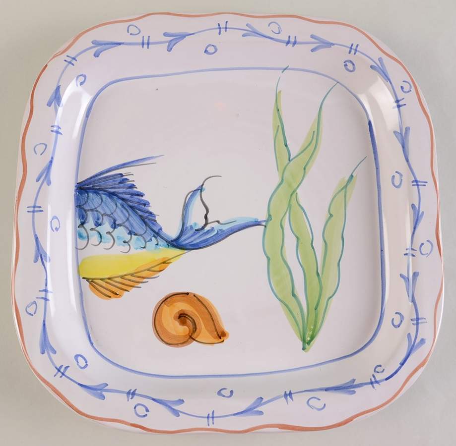 Swimming Fish Service Plate (Charger) by Vietri (Italy)-1