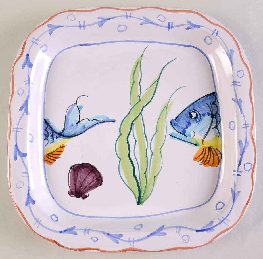 Swimming Fish Service Plate (Charger) by Vietri (Italy)-1