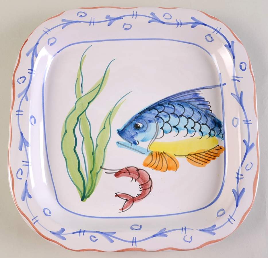 Swimming Fish Service Plate (Charger) by Vietri (Italy)-1
