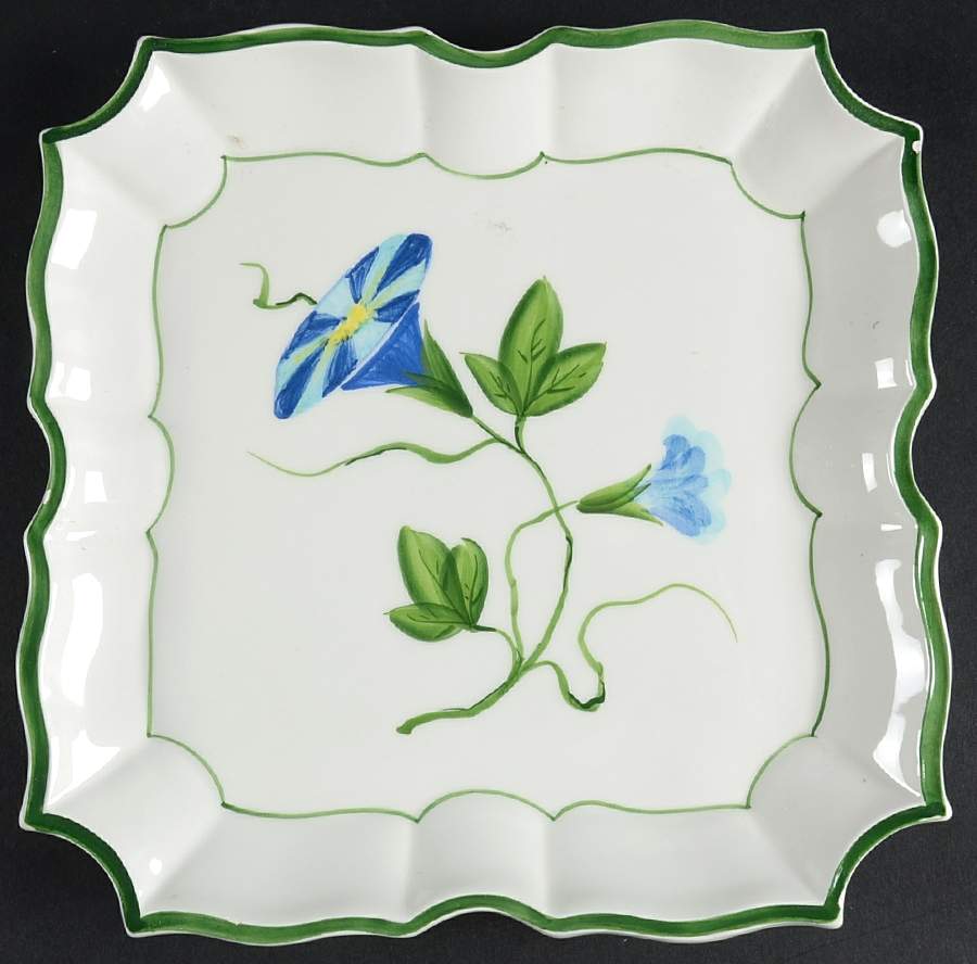 Blue Morning Glory Salad/Dessert Plate by Vietri (Italy)-1