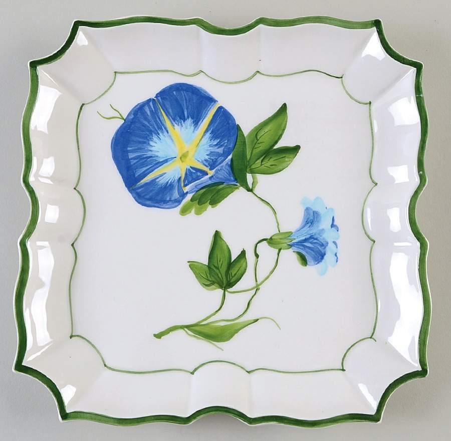Blue Morning Glory Salad/Dessert Plate by Vietri (Italy)-1