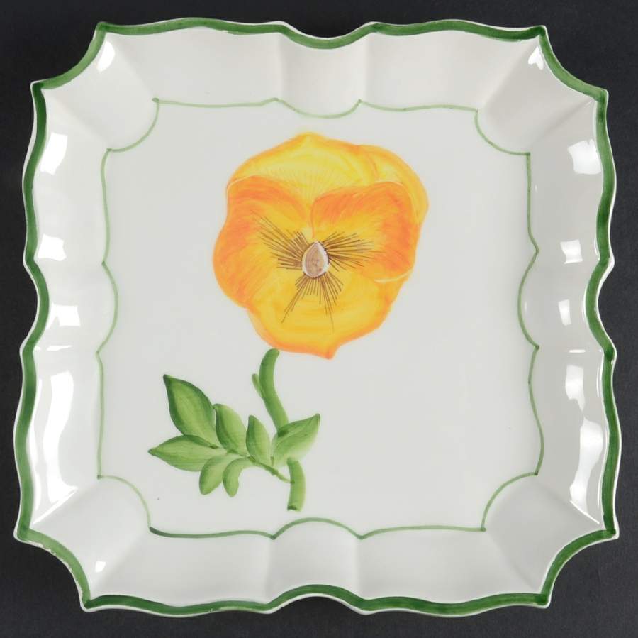 Yellow Pansy Salad/Dessert Plate by Vietri (Italy)-1