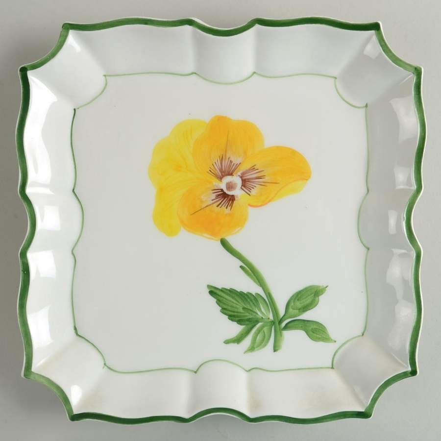 Yellow Pansy Salad/Dessert Plate by Vietri (Italy)-1