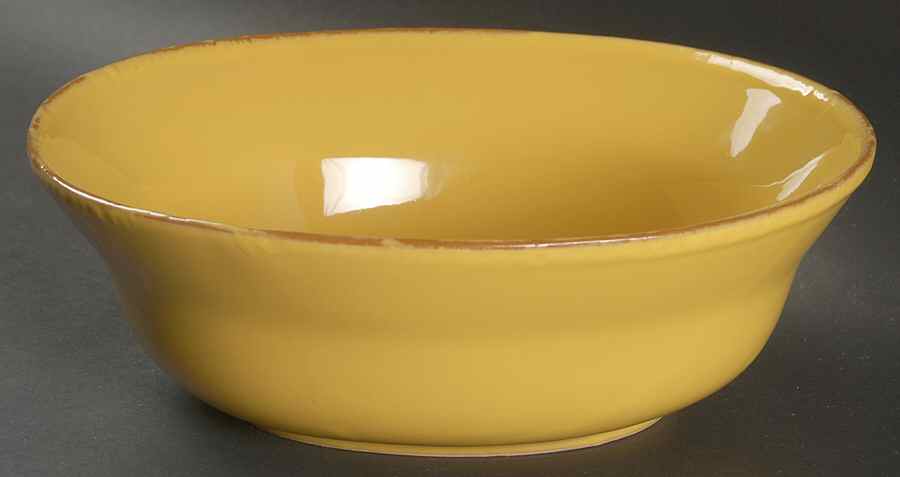 Fantasia Yellow (Solid Color) 8" Oval Vegetable Bowl by Vietri (Italy)-1