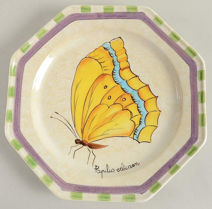 Butterfly (Octagonal) Dinner Plate by Vietri (Italy)-1