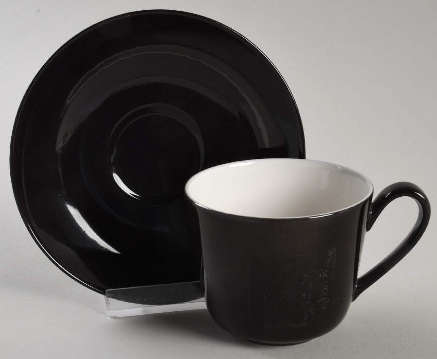 Wonderful World Black Flat Demitasse Cup & Saucer Set by Villeroy & Boch-1