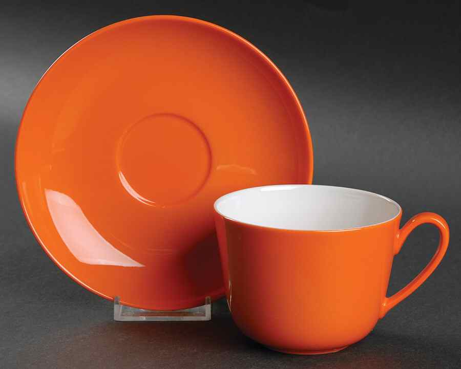 Wonderful World Orange Flat Cup & Saucer Set by Villeroy & Boch-1