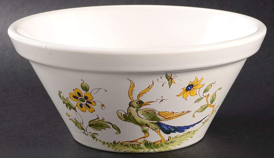 Vieux Provence Green Trim 8" Salad Serving Bowl by Varages-1