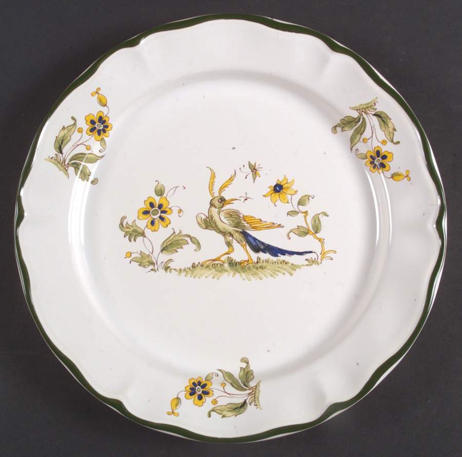 Vieux Provence Green Trim Dinner Plate by Varages-1