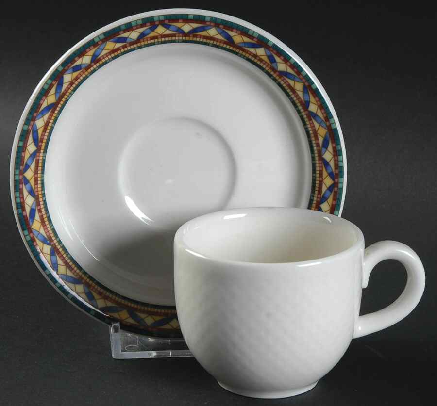 Hotel Pergamon Flat Demitasse Cup & Saucer Set by Villeroy & Boch-1