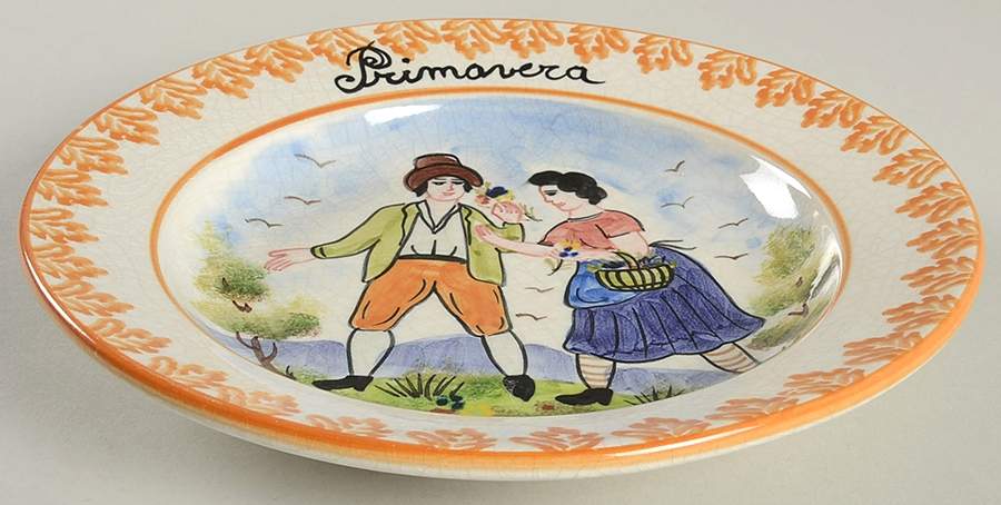 Four Seasons (Leaf Border) Wall Plate by Vietri (Italy)-1