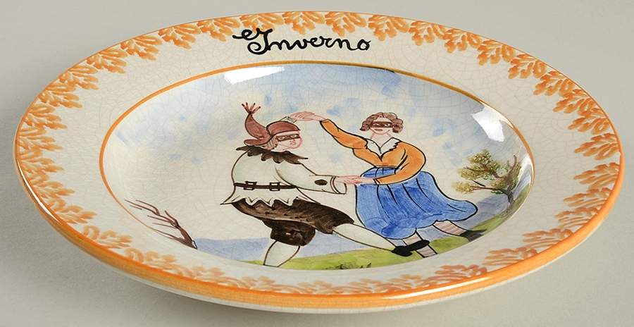 Four Seasons (Leaf Border) Wall Plate by Vietri (Italy)-1