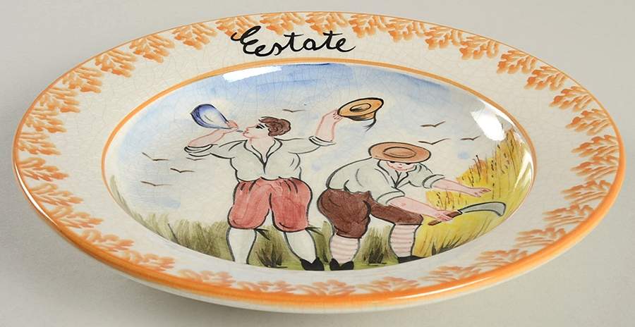 Four Seasons (Leaf Border) Wall Plate by Vietri (Italy)-1