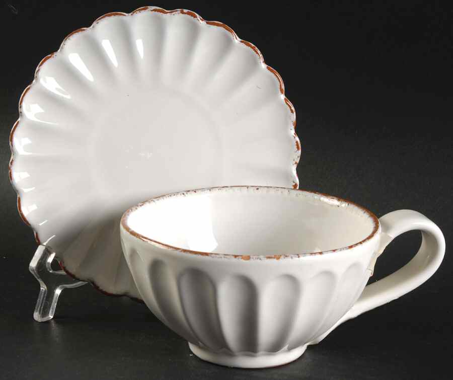 Margherita Flat Cup & Saucer Set by Vietri (Italy)-1