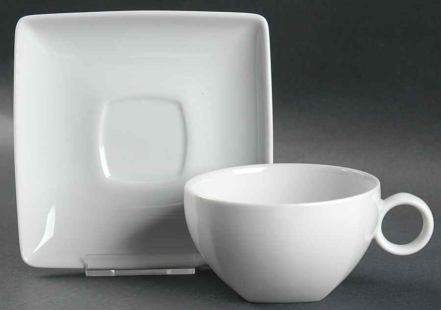 Carre Flat Cup & Saucer Set by Vista Alegre-1