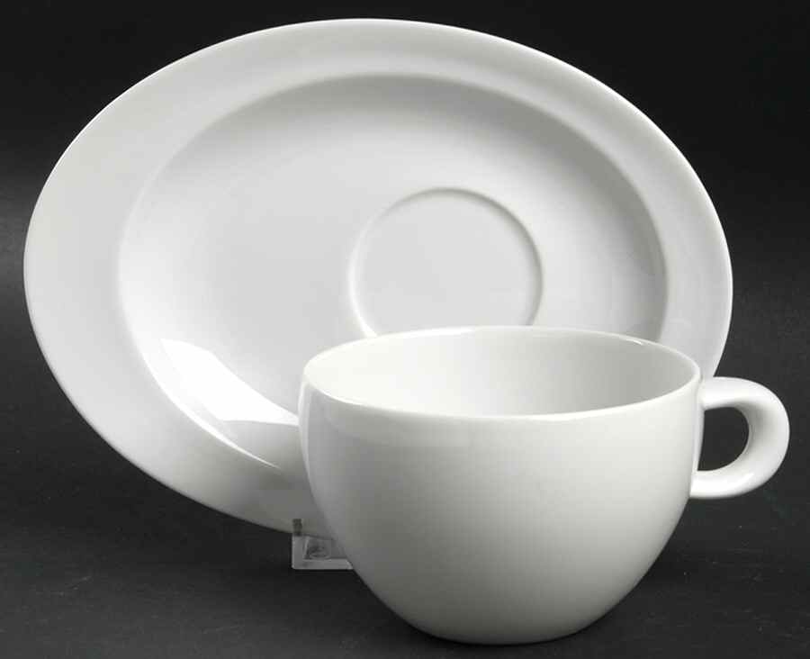 Organic White Flat Cup & Saucer Set by Vista Alegre-1